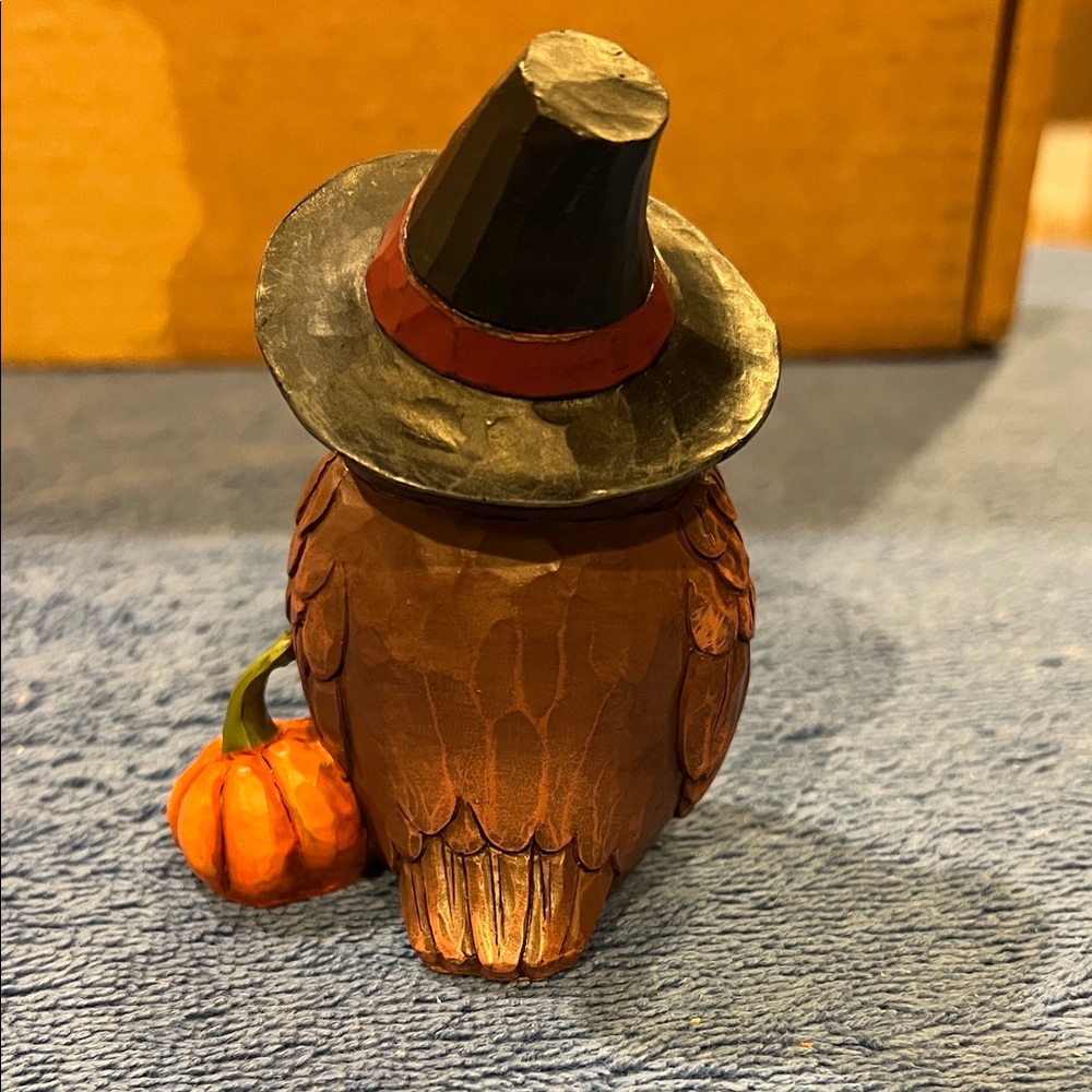 Jim Shore Halloween Owl Figurine with Pumpkin - Picture 3 of 6